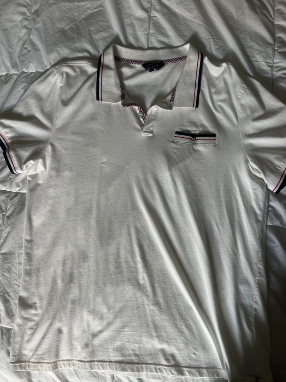 Ben Sherman White Polo with Navy and Burgundy Trim